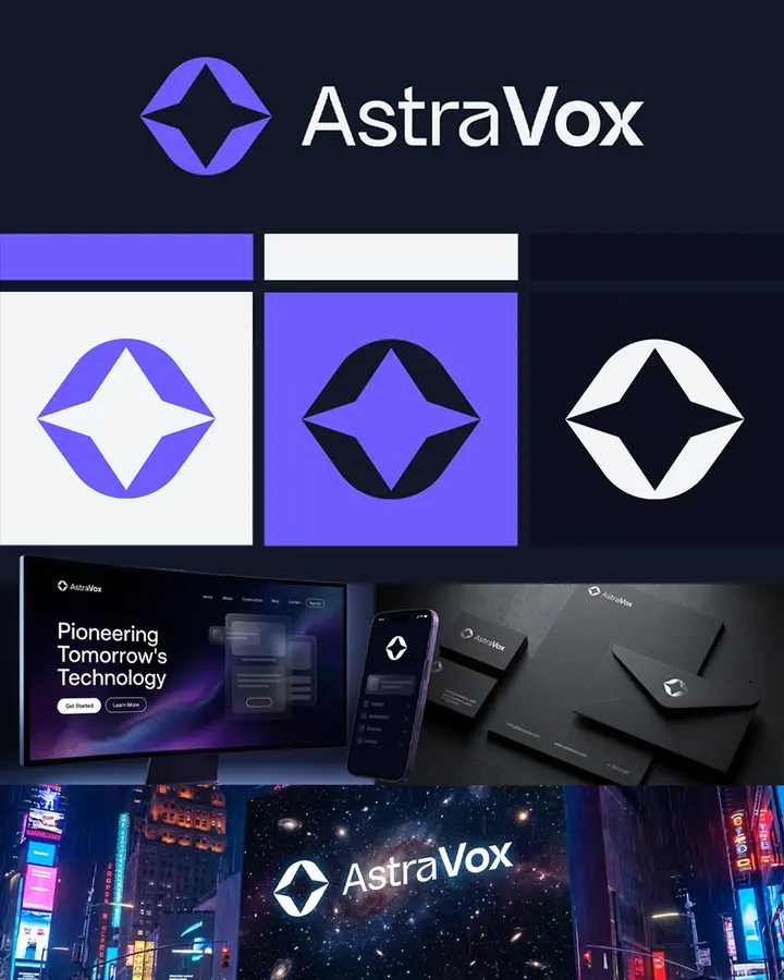 AstraVox — Tehnološki identitet — vizuelni identitet iz portfolija dizajnera Đaša
