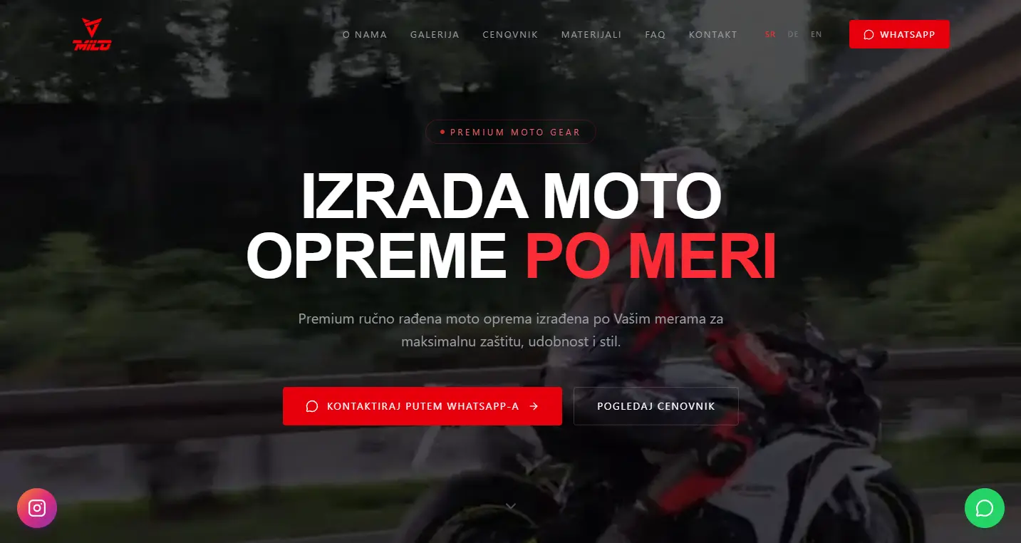 MiloMoto Gear — web dizajn iz portfolija dizajnera Đaša